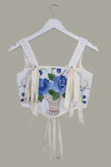 Antoinette Embroidered Corset in Sicilian Ceramic Floral by All About Audrey