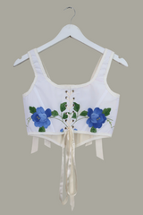 Antoinette Embroidered Corset in Sicilian Ceramic Floral by All About Audrey