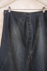 Vintage Denim Skirt - Faded Twist Panel Maxi - Size W33