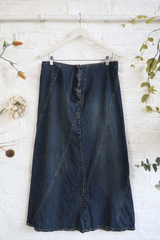 Vintage Denim Skirt - Faded Twist Panel Maxi - Size W33