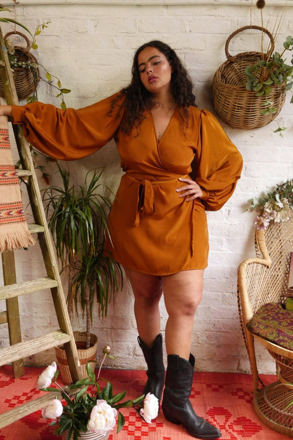 Khroma Lola Mini Dress in Firefly Gold by All About Audrey