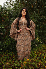 Venus Maxi Wrap Dress in Fitzgerald Bronze Mandala Paisley