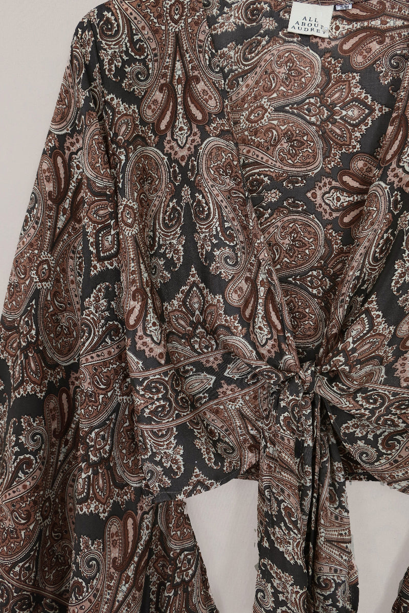 Venus Wrap Top in Fitzgerald Bronze Mandala Paisley