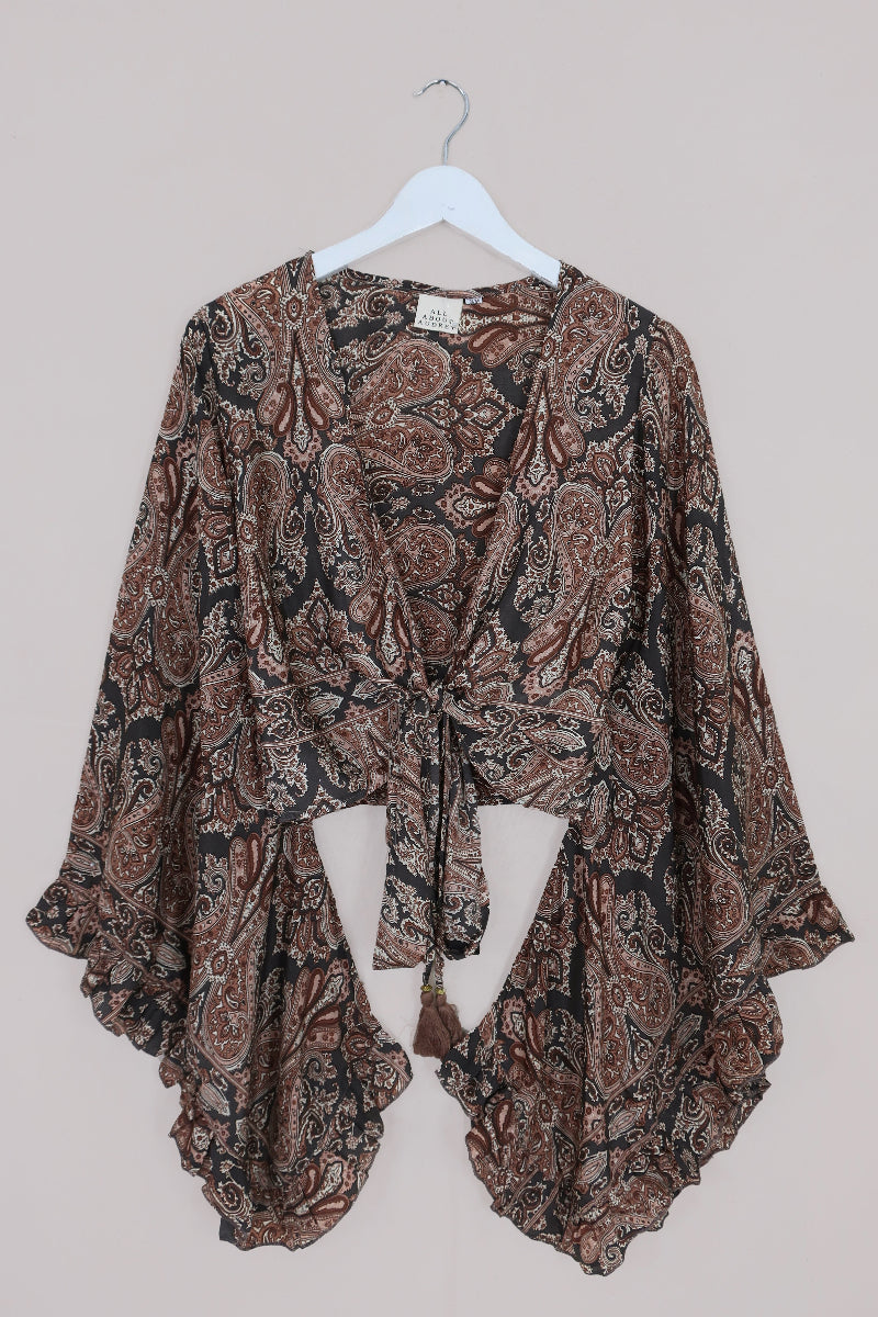 Venus Wrap Top in Fitzgerald Bronze Mandala Paisley