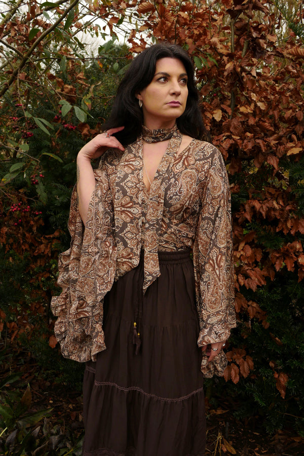 Skinny Scarf in Fitzgerald Bronze Mandala Paisley