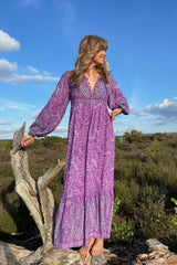 50% OFF Florence Maxi Dress in Orchid Purple Paisley Floral