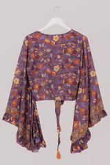 Venus Folklore Floral Wrap Top in Hibiscus Purple by All About Audrey