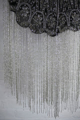 Waterfall Beaded Fringe Cloak with a Champagne & Silver Art Deco Pattern by all about audrey