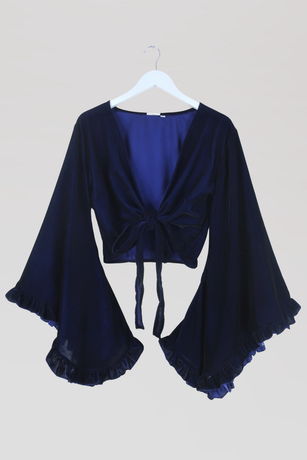 Khroma Venus Wrap Top in Galaxy Blue Velvet by all about audrey