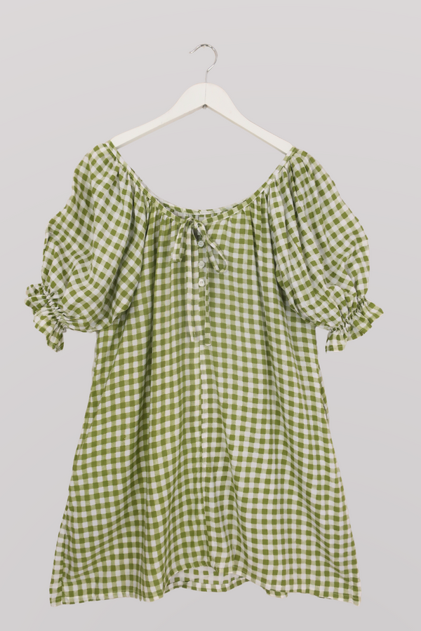 Dolly Mini Dress in Apple Green Gingham by All About Audrey