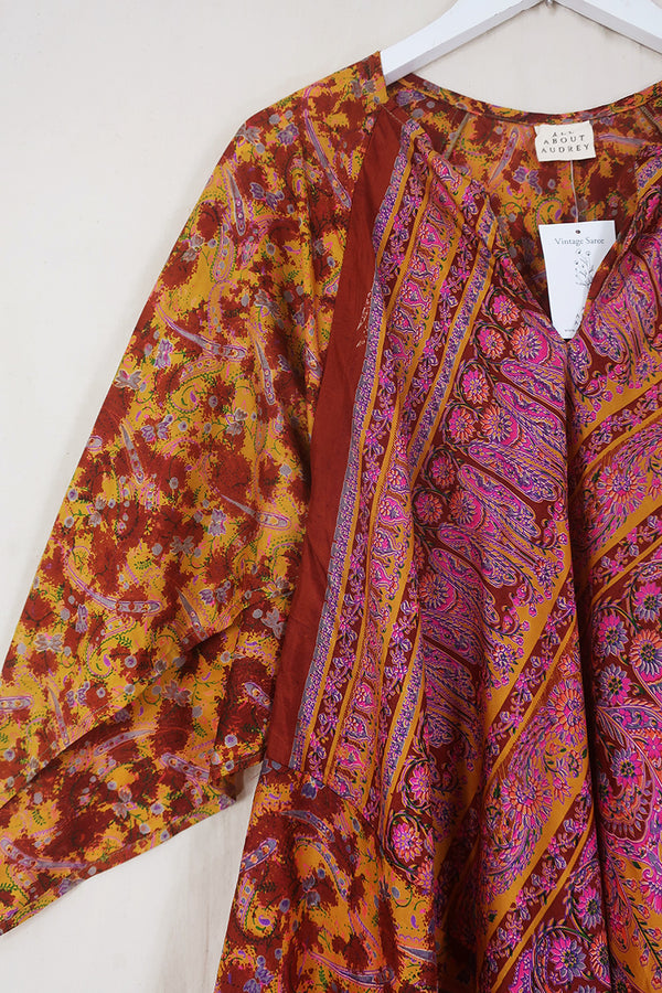 Goddess Dress - Sun Haze Paisley - Vintage Silk - Free Size by All About Audrey