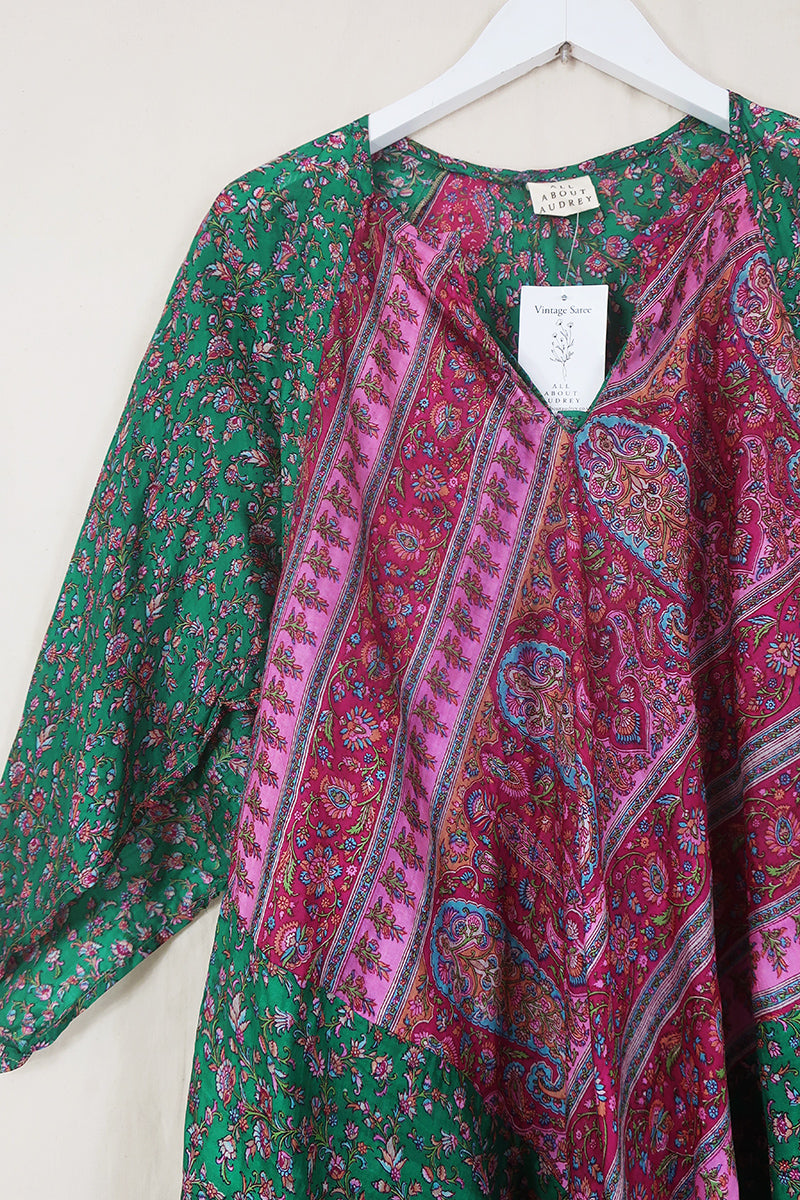 Goddess Adini Kaftan | Deep Jade Thistles | M/L | All About Audrey ...