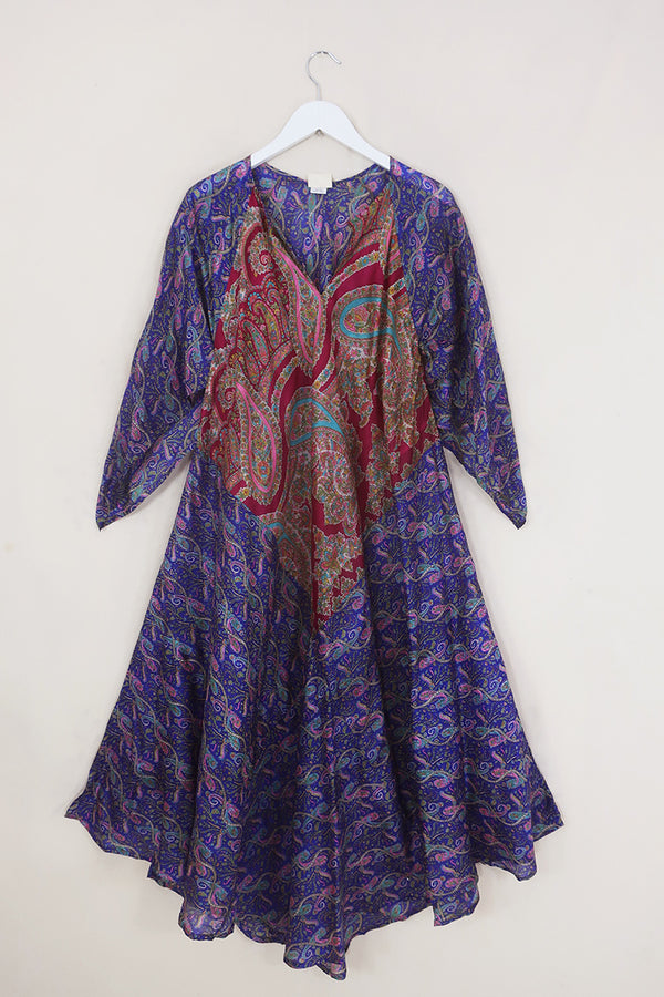 Goddess Dress - Violet Winding Paisley - Vintage Silk - Free Size by All About Audrey