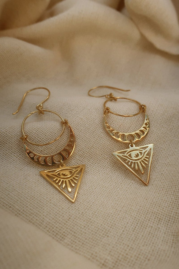 Gold Eye of Providence Earrings by All About Audrey