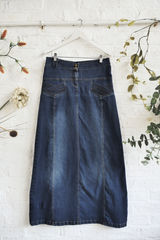 Vintage Denim Skirt - High Waisted Stretch Denim Maxi - Size W32 by All About Audrey