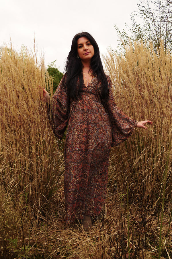 Stevie Maxi Dress in Jagger Lilac & Rust Mandala by All About Audrey