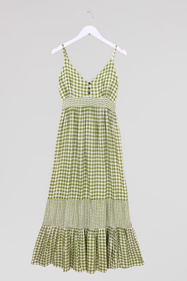 Jessie Maxi Dress in Apple Green Gingham by All About Audrey