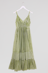 Jessie Maxi Dress in Apple Green Gingham by All About Audrey