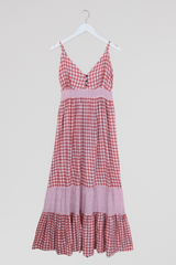 Jessie Maxi Dress in Strawberry Pink Gingham by All About Audrey
