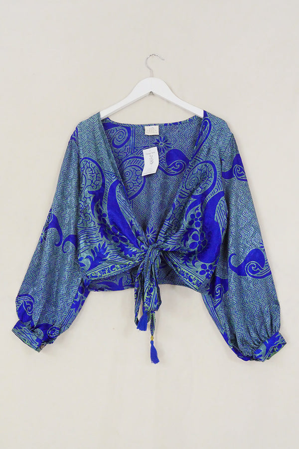 Lola Wrap Top - Deep Sea Shimmer - Size L/XL by All About Audrey