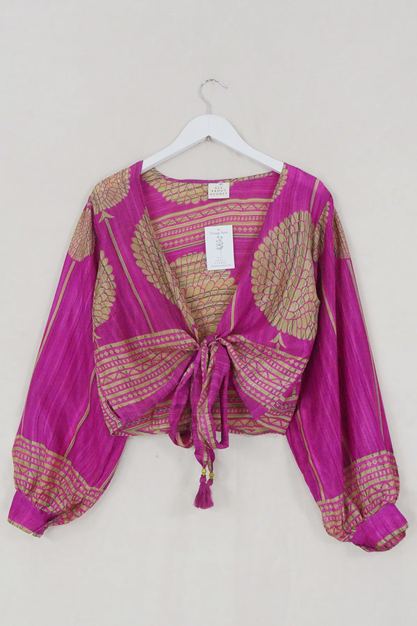 Lola Wrap Top - Dusty Pink Dahlia - Size M/L by All About Audrey