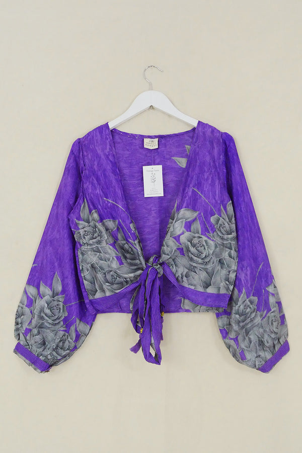 Lola Wrap Top - Pure Lavender & Rhinestone Roses - Size S/M by All About Audrey