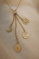 Gold Sun, Moon & Star Charm Necklace by All About Audrey