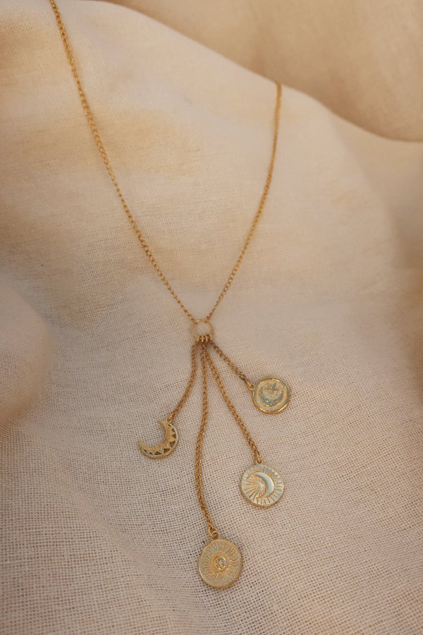 Gold Sun, Moon & Star Charm Necklace by All About Audrey