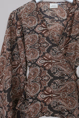 Venus Long Wrap Top in Fitzgerald Bronze Mandala Paisley