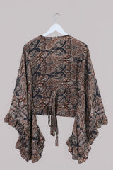 Venus Long Wrap Top in Fitzgerald Bronze Mandala Paisley