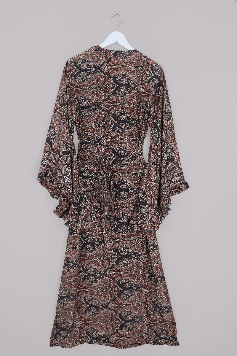 Venus Maxi Wrap Dress in Fitzgerald Bronze Mandala Paisley