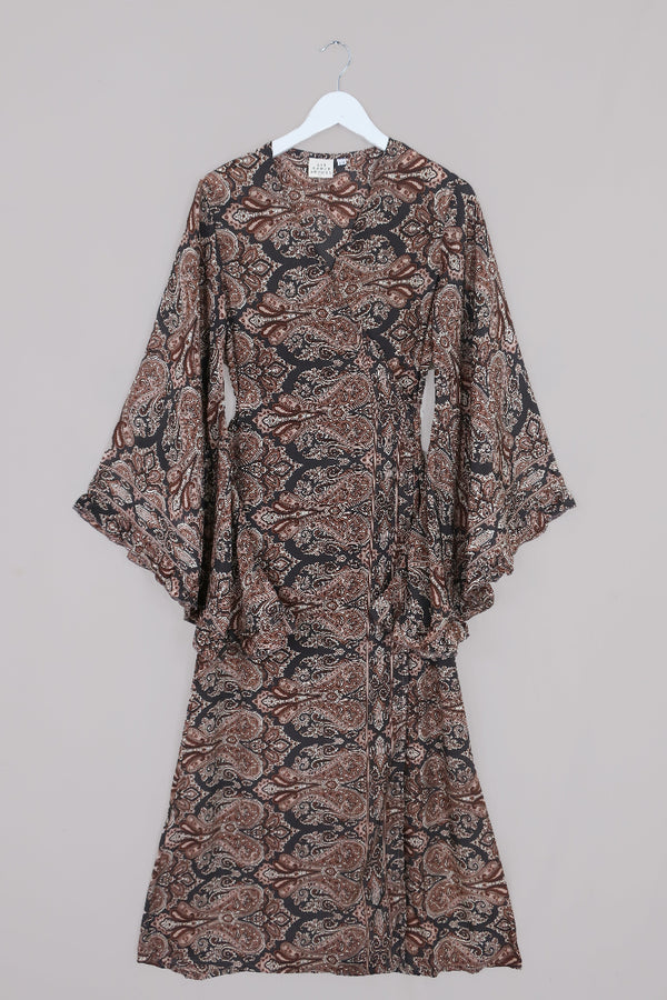 Venus Maxi Wrap Dress in Fitzgerald Bronze Mandala Paisley