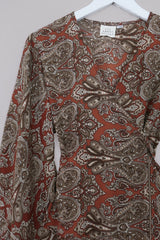 Venus Long Wrap Top in Sinatra Copper Mandala Paisley by All About Audrey