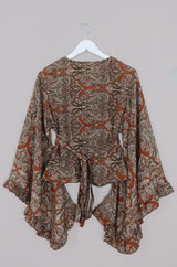 Venus Long Wrap Top in Sinatra Copper Mandala Paisley by All About Audrey