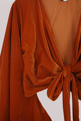 Khroma Venus Wrap Top in Marmalade Yellow Velvet