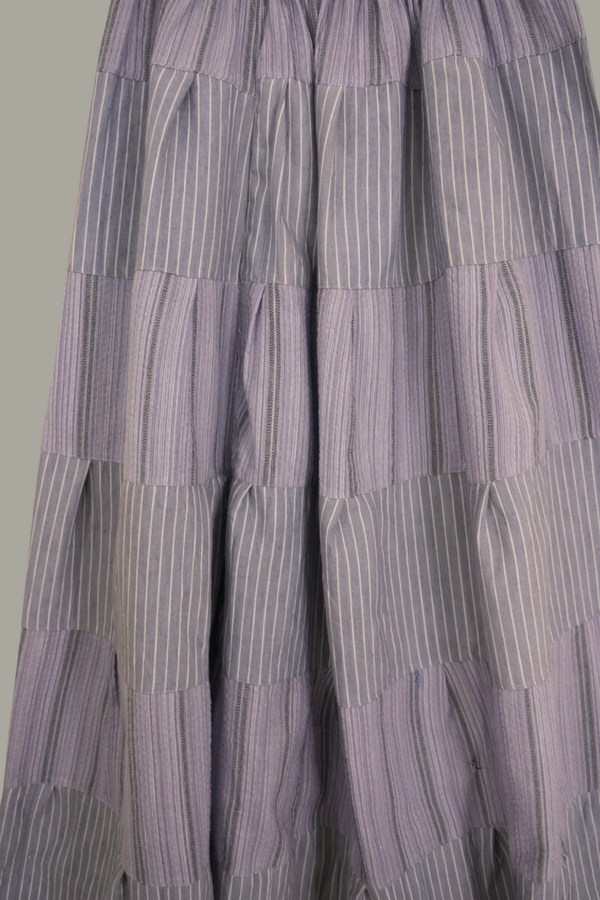 Adelaide Patchwork Maxi Skirt in Soft Mauve Woven Pinstripe by All About Audrey