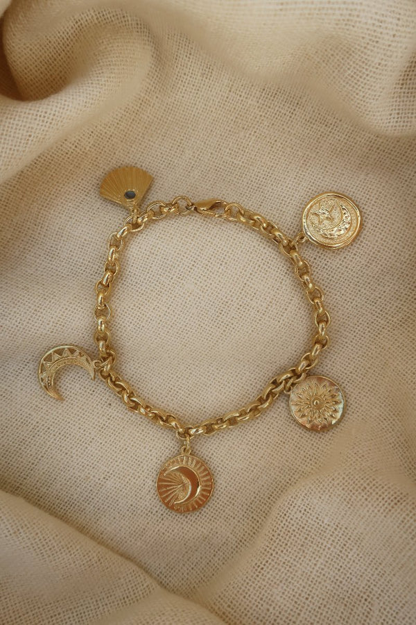 Moon Gazer Gold Charm Bracelet by All About Audrey