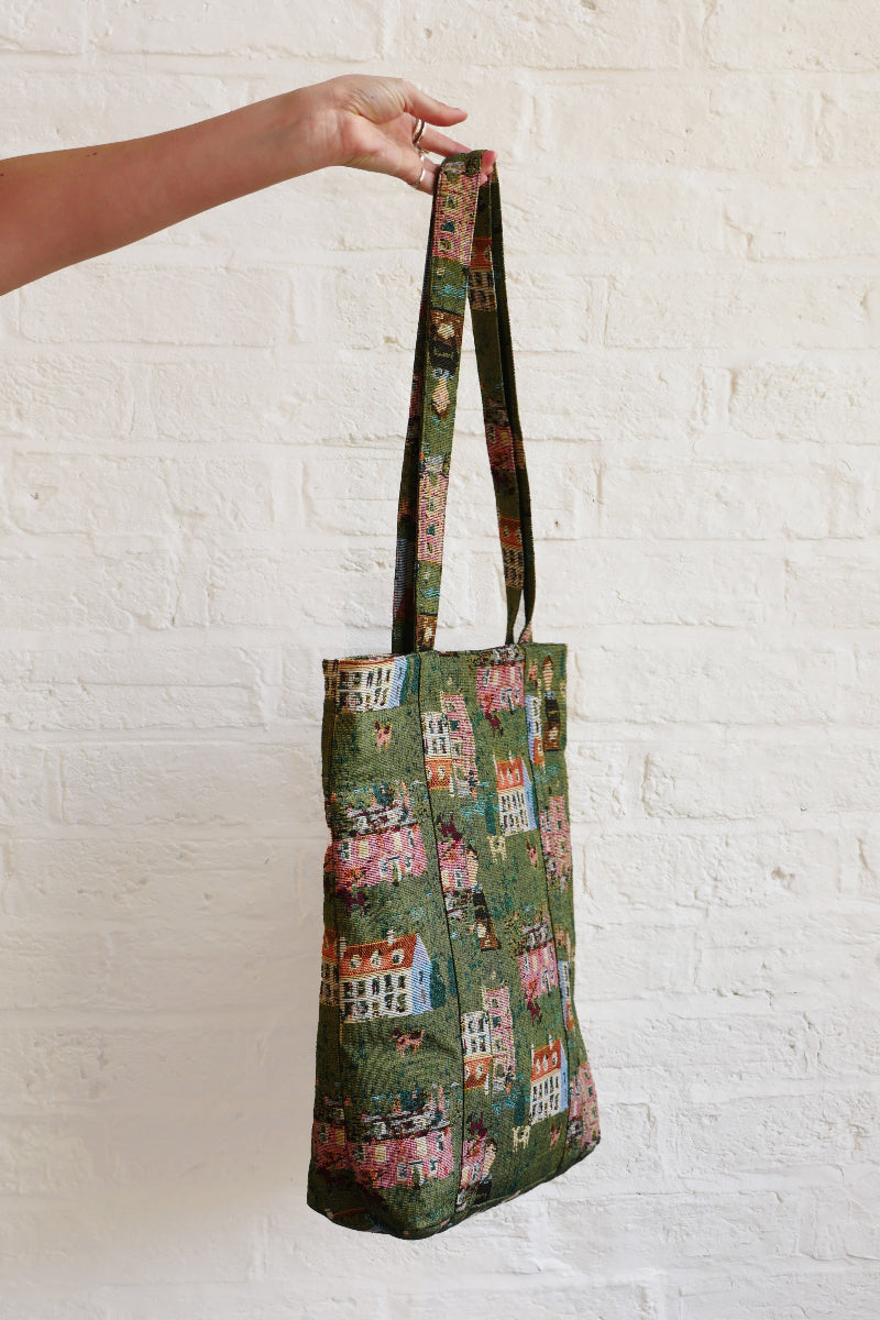 Prairie Pasture Green Tapestry Tote Bag