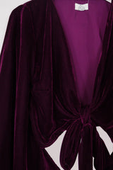 Khroma Venus Wrap Top in Plum Purple Velvet