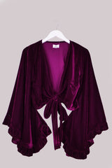 Khroma Venus Wrap Top in Plum Purple Velvet