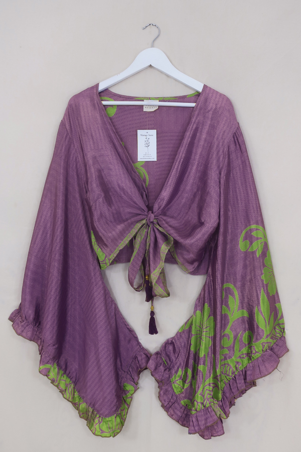 Venus Wrap Top - Heard It Through the Grapevine Purple - Vintage Sari - L/XL