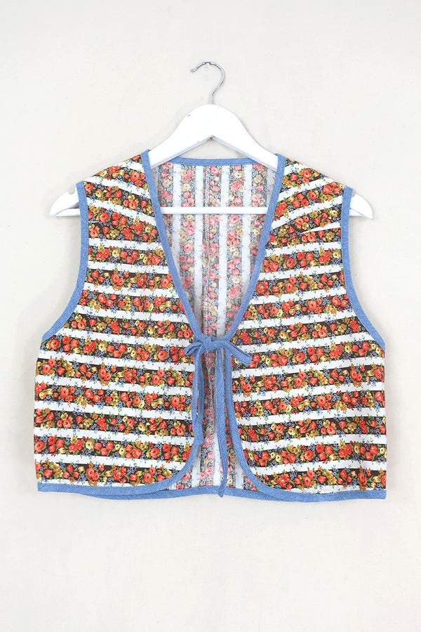 Willa Reclaimed Denim Waistcoat - Granny's Florals - Size S by All  About Audrey