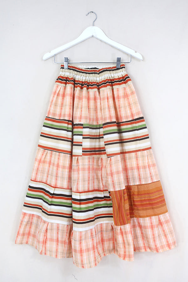 Adelaide Patchwork Maxi Skirt in Clashing Solero Orange