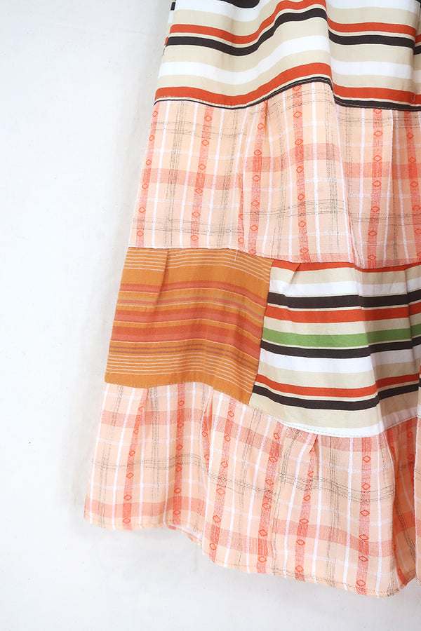 Adelaide Patchwork Maxi Skirt in Clashing Solero Orange