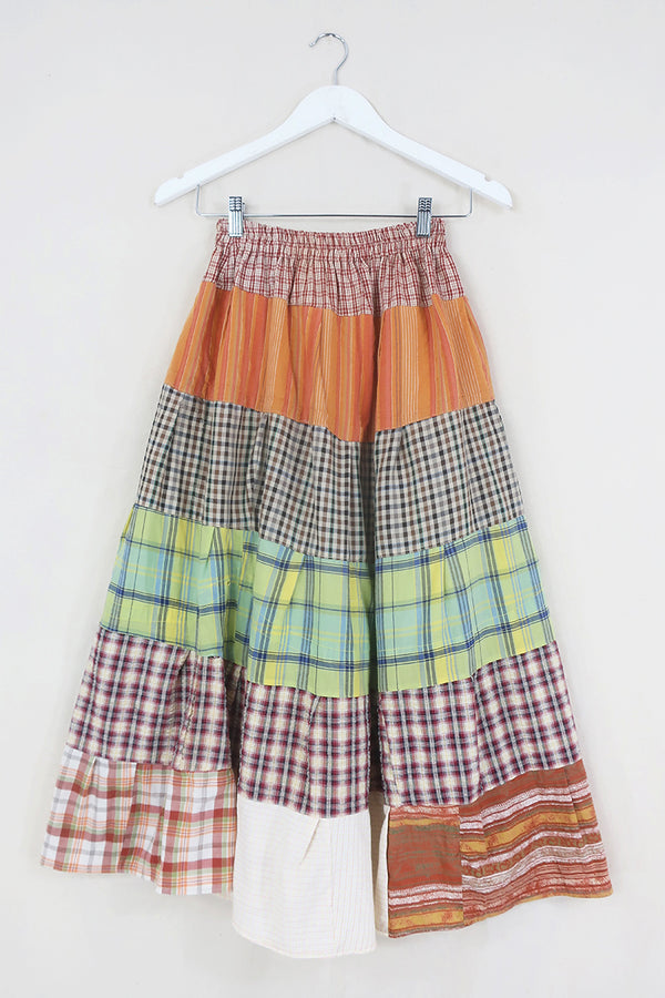 Adelaide Patchwork Maxi Skirt in Summer Fair Plaid