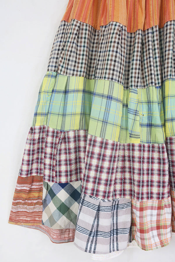 Adelaide Patchwork Maxi Skirt in Summer Fair Plaid