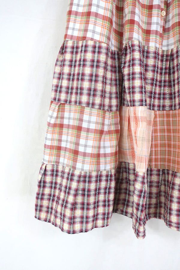 Adelaide Patchwork Maxi Skirt in Contrasting Plaid & Check