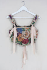 Antoinette Tapestry Corset in Garden Pansy by All About Audrey