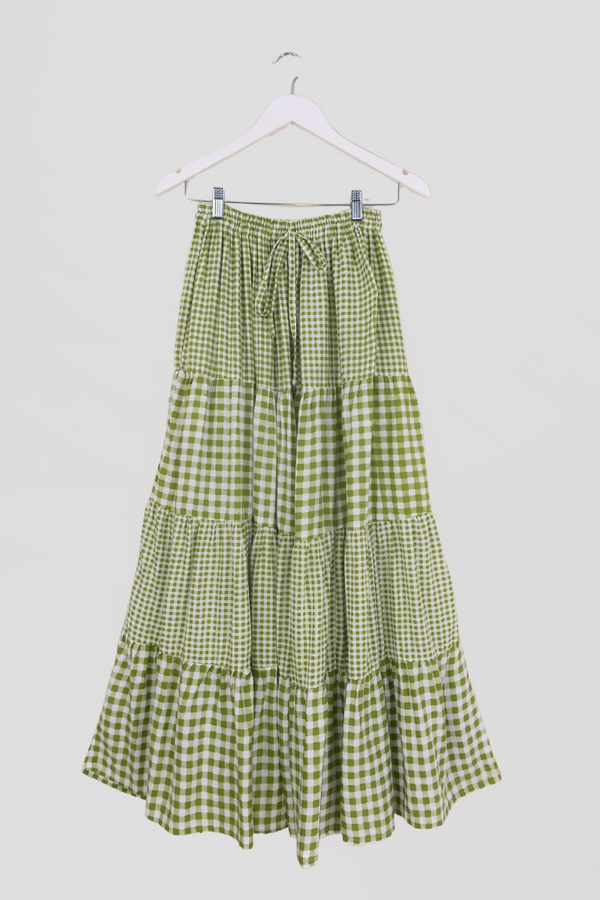 Rosie Maxi Skirt in Apple Green Gingham by All About Audrey