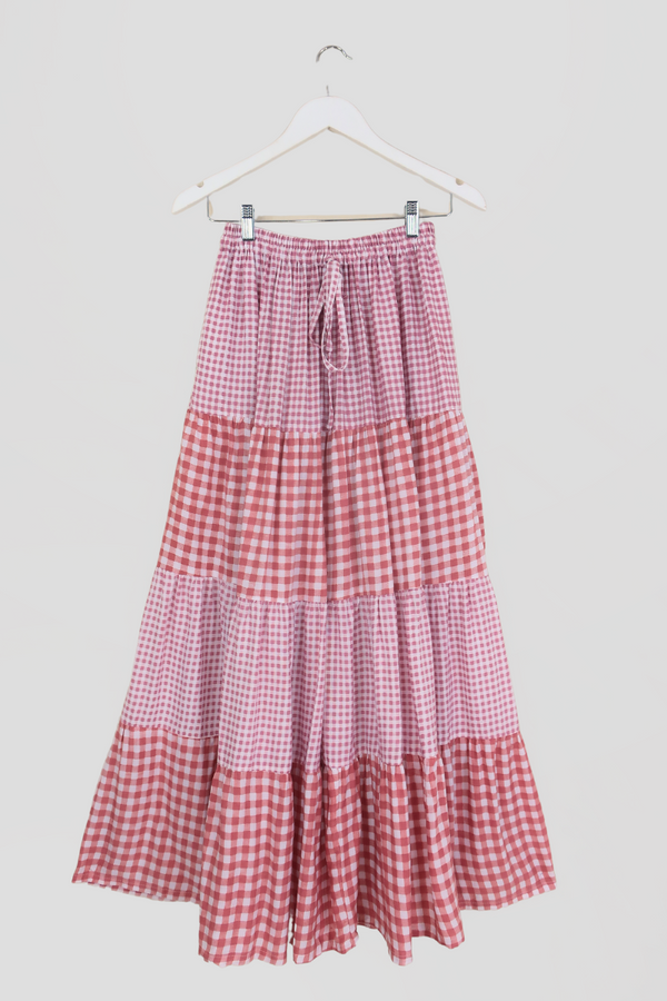 Rosie Maxi Skirt in Strawberry Pink Gingham by All About Audrey